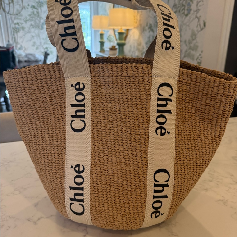 Chloe Woody White Large Basket Bag